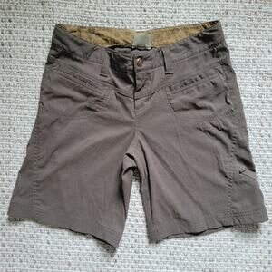 Athleta Womens 4 Bermuda Shorts Flat Front Dark Brown Athletic Hiking Outdoors